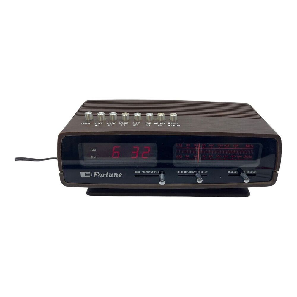 Alarm Clock Radio Space Age Brown Fortune AM FM Buzzer Snooze 70s VINTAGE